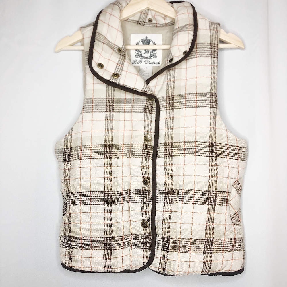 BB Dakota Plaid Puff Vest, Sz M